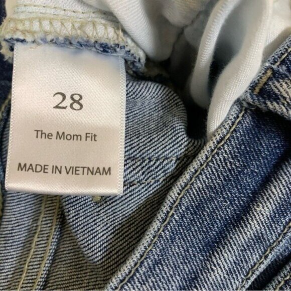 Willow Root Distressed Ripped Mom Jeans High Rise Frayed Hem Denim Blue 28 - Picture 8 of 8